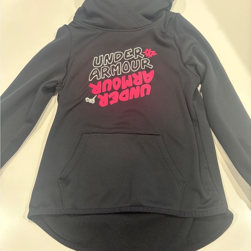Under Armour Black Hoodie with Pink Logo Print
